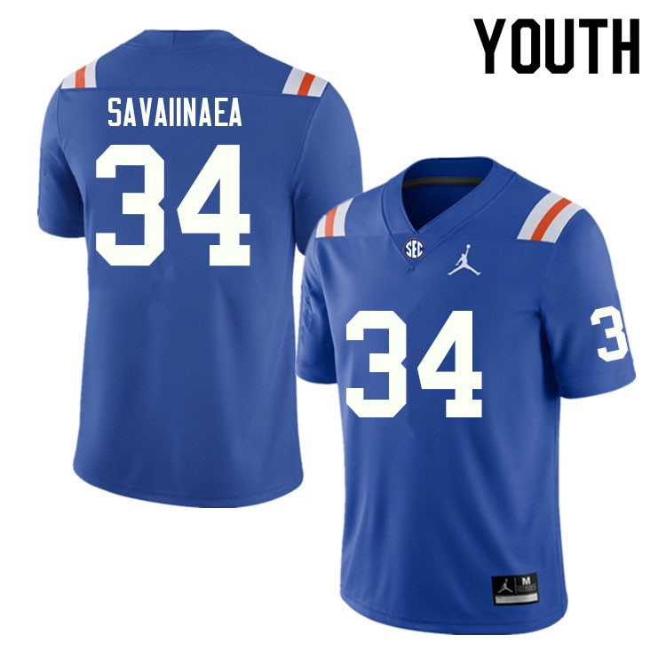 Youth #34 Andrew Savaiinaea Florida Gators College Football Jerseys Sale-Throwback - Click Image to Close